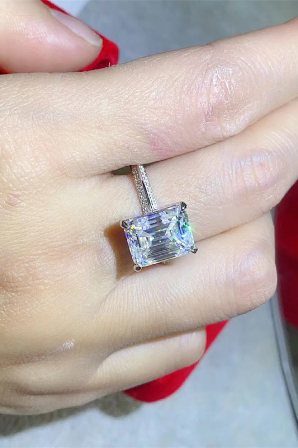 5 Carat Moissanite Platinum-Plated Ring-Teresa's Fashionista LLC