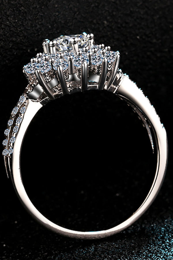 Moissanite Flower-Shape Split Shank Ring-Teresa's Fashionista LLC