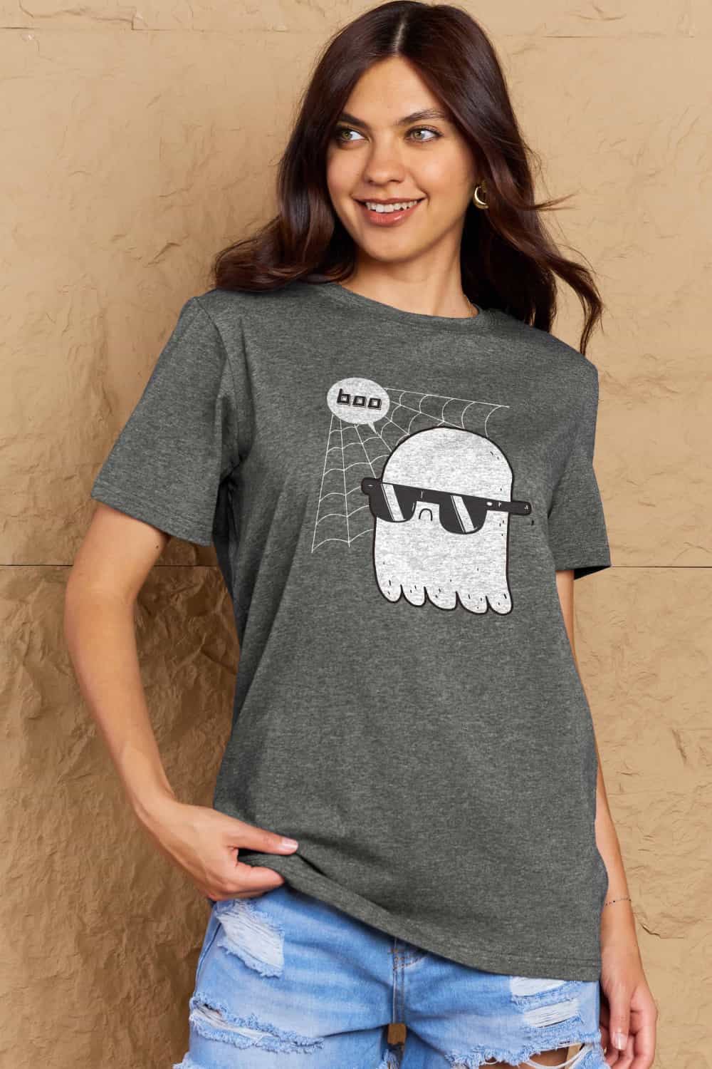 Simply Love Full Size BOO Graphic Cotton T-Shirt-Teresa&#39;s Fashionista LLC