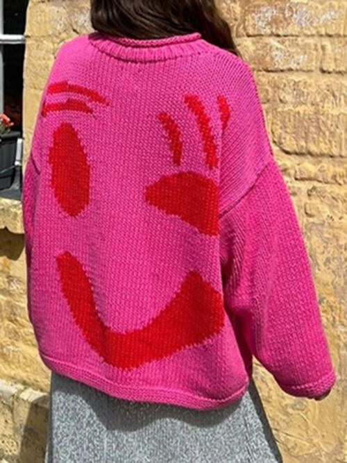 Contrast Drop Shoulder Long Sleeve Sweater-Teresa's Fashionista LLC