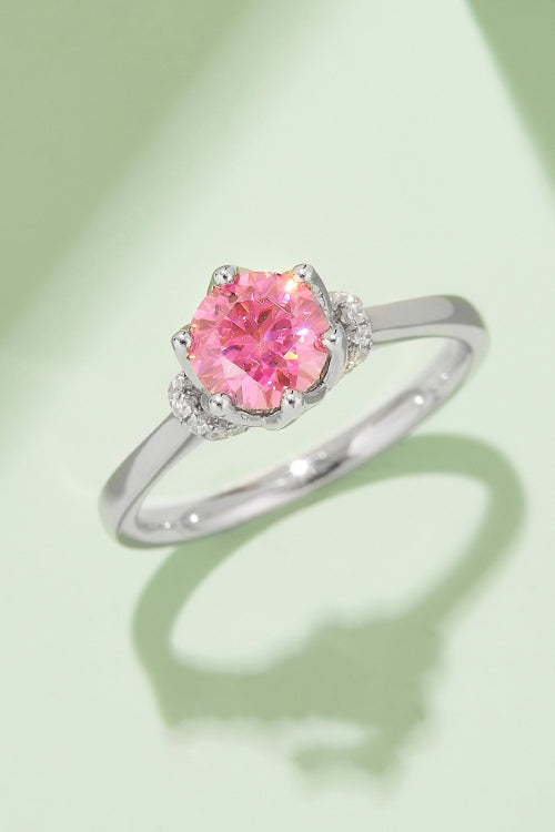 1 Carat Moissanite Contrast 925 Sterling Silver Ring-Teresa's Fashionista LLC