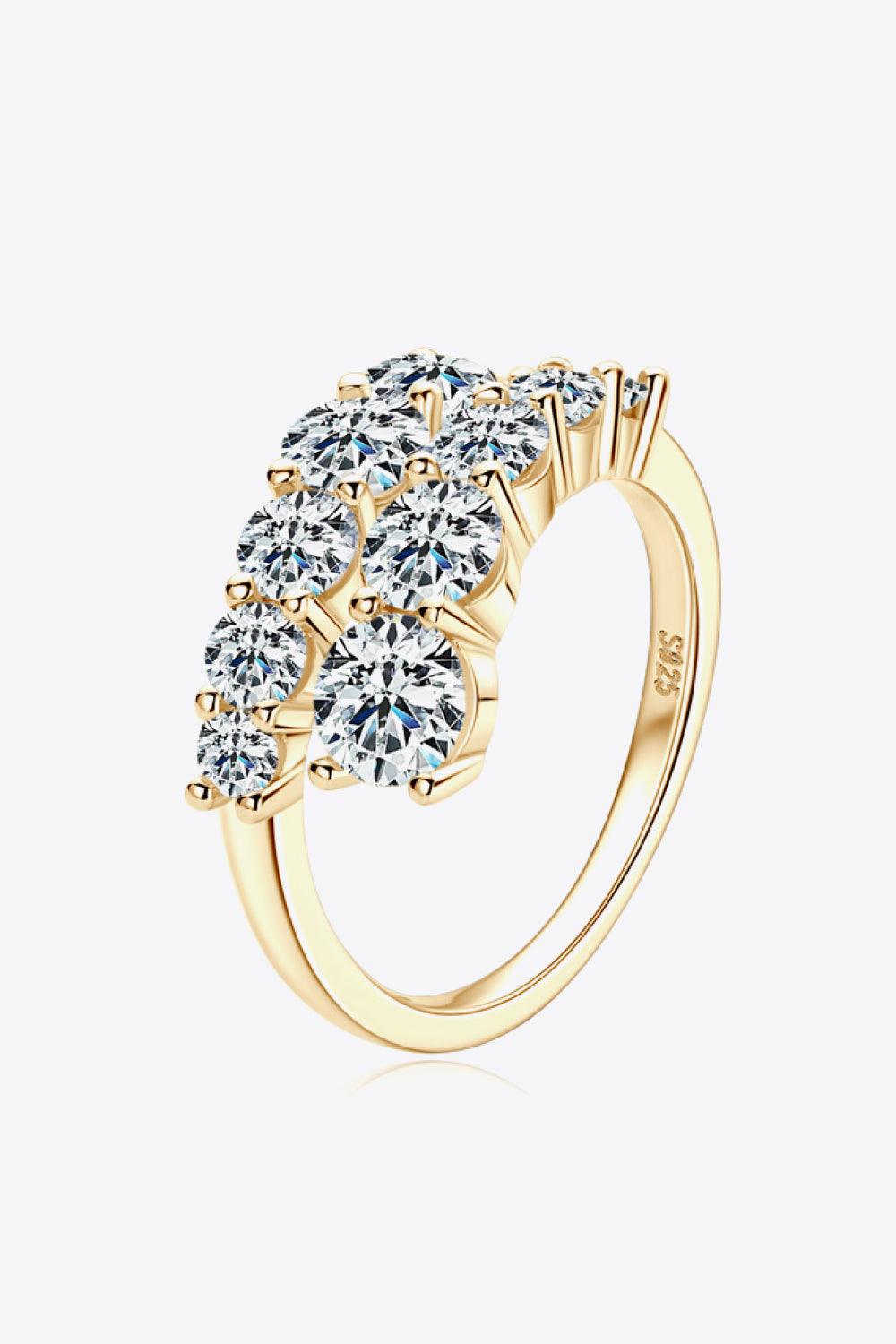 Moissanite jewelry 925 sterling silver ring with minimalistic design, gold-plated.
