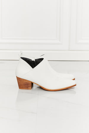 MMShoes Trust Yourself Embroidered Crossover Cowboy Bootie in White-Teresa's Fashionista LLC