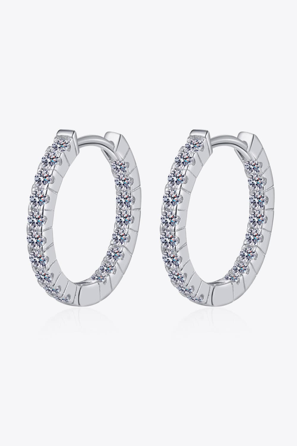 Moissanite 925 Sterling Silver Huggie Earrings-Teresa's Fashionista LLC