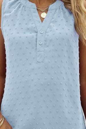 Swiss Dot Notched Neck Tank-Teresa's Fashionista LLC