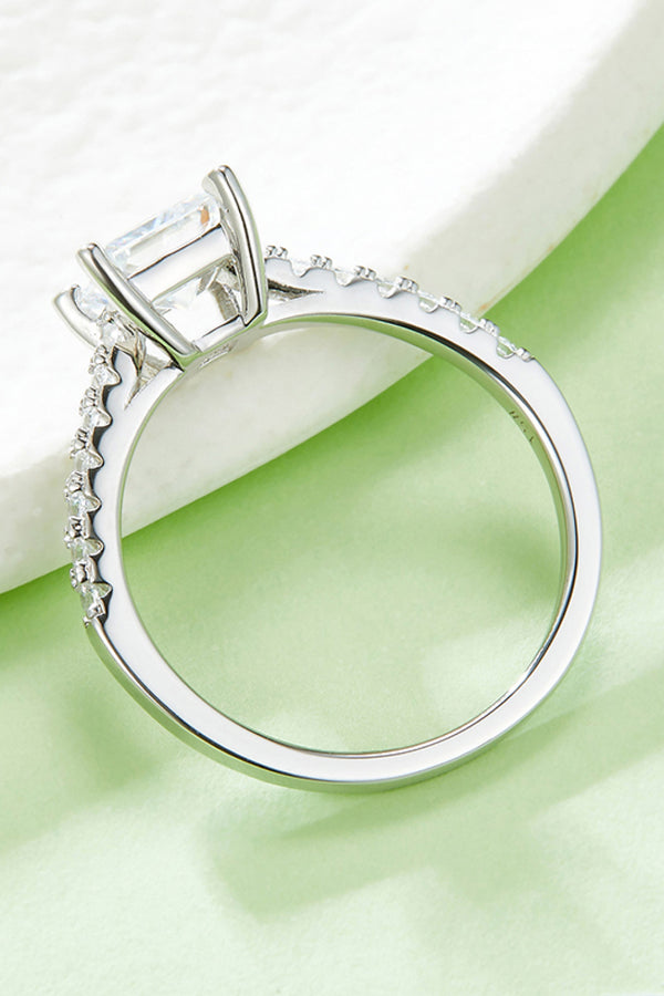 1.21 Carat Moissanite 925 Sterling Silver Side Stone Ring-Teresa's Fashionista LLC