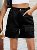 Pocketed High Waist Denim Shorts-Teresa's Fashionista LLC