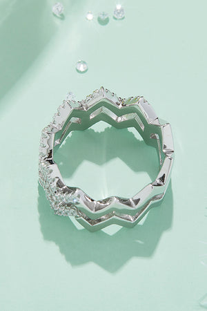 Moissanite Zigzag Stacking Rings-Teresa's Fashionista LLC