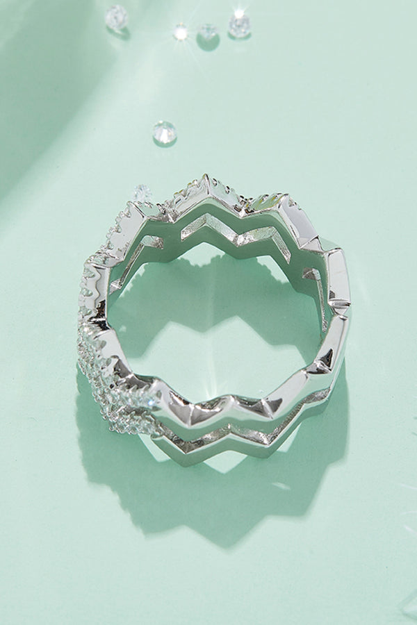 Moissanite Zigzag Stacking Rings-Teresa's Fashionista LLC