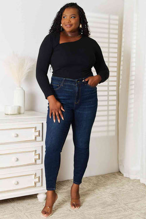 Basic Bae Asymmetrical Neck Long Sleeve Top-Teresa's Fashionista LLC