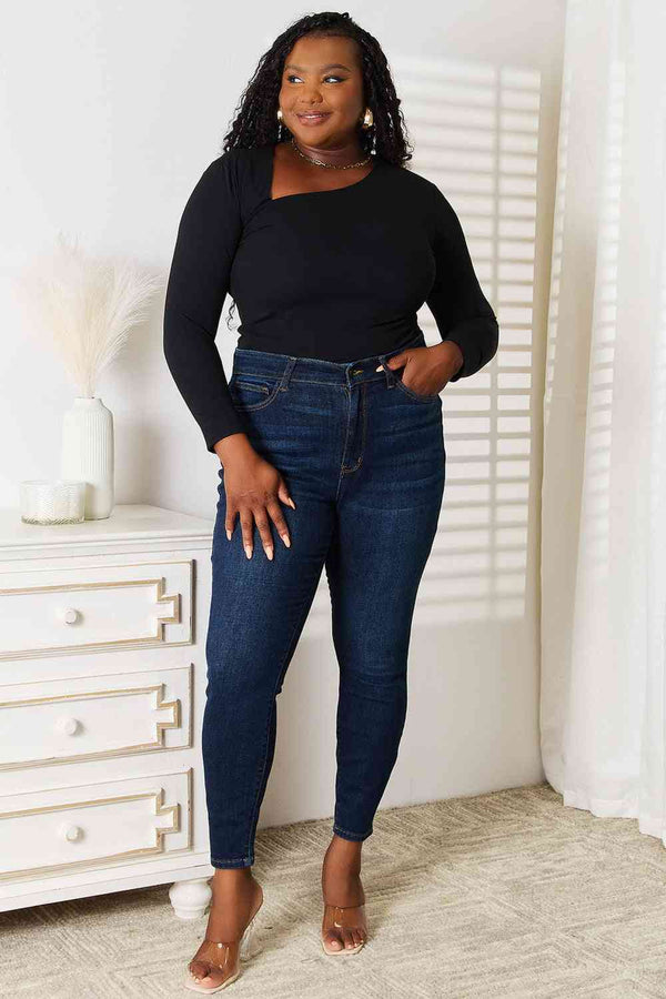 Basic Bae Asymmetrical Neck Long Sleeve Top-Teresa's Fashionista LLC