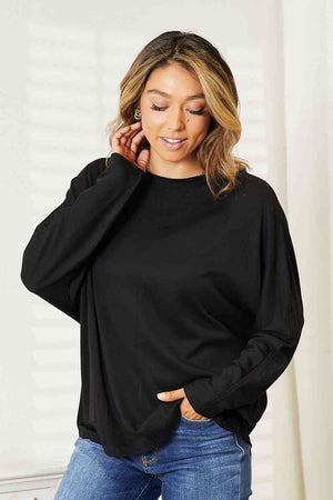 Double Take Seam Detail Round Neck Long Sleeve Top-Teresa's Fashionista LLC