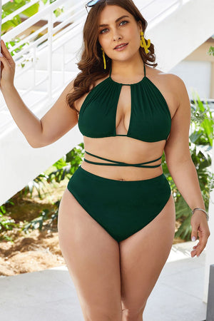 Plus Size Cutout Tied Backless Bikini Set-Teresa's Fashionista LLC