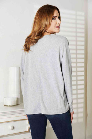 Double Take Seam Detail Round Neck Long Sleeve Top-Teresa's Fashionista LLC