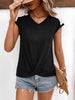 Spliced Lace V-Neck Twisted Hem Tee-Teresa's Fashionista LLC