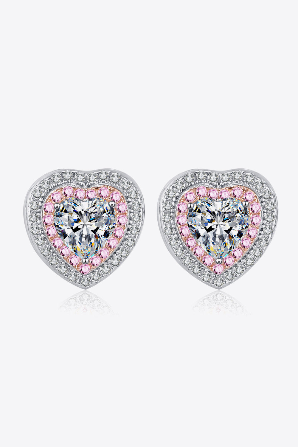Moissanite Heart-Shaped Stud Earrings-Teresa's Fashionista LLC
