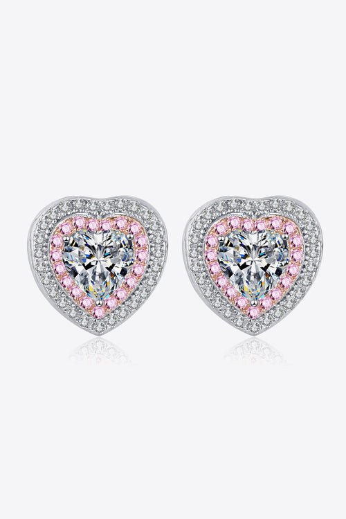 Moissanite Heart-Shaped Stud Earrings-Teresa's Fashionista LLC