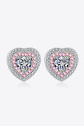 Moissanite Heart-Shaped Stud Earrings-Teresa's Fashionista LLC