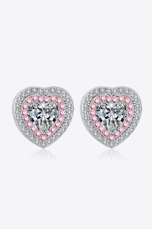 Moissanite Heart-Shaped Stud Earrings-Teresa's Fashionista LLC