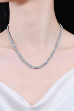 Moissanite Rhodium-Plated Necklace-Teresa's Fashionista LLC