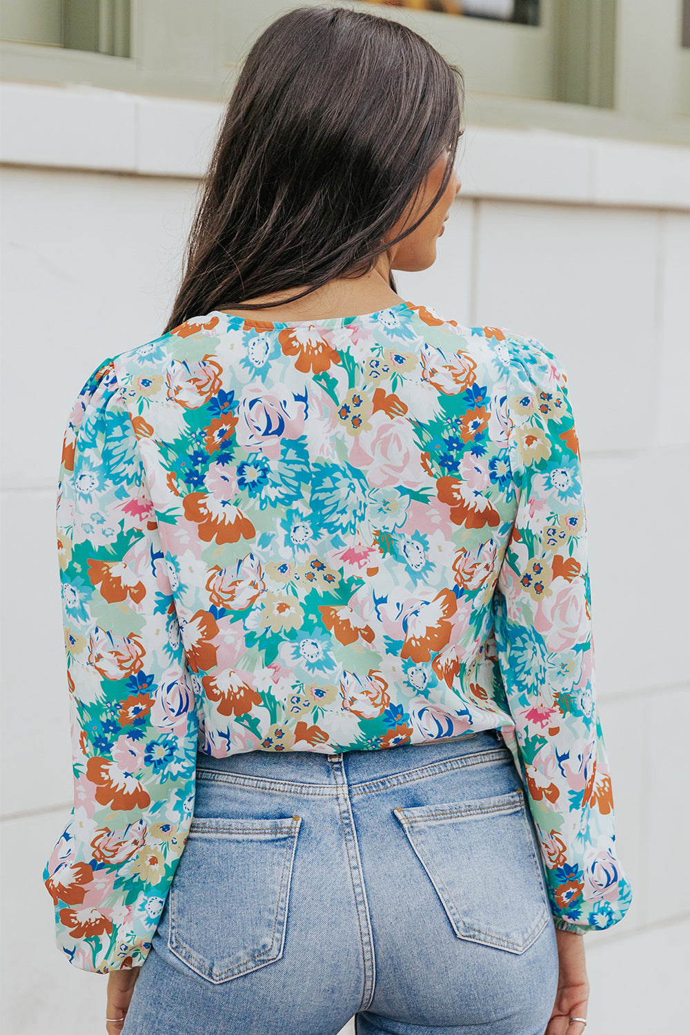 Floral Long Balloon Sleeve Bodysuit-Teresa's Fashionista LLC