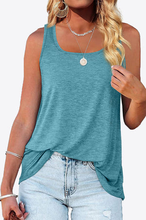 Curved Hem Square Neck Tank-Teresa's Fashionista LLC