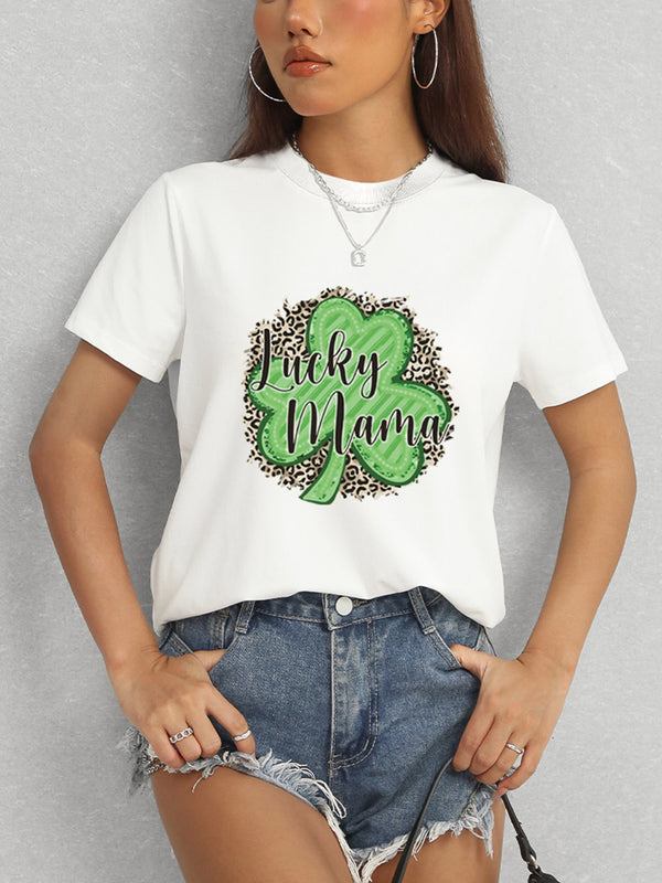LUCKY MAMA Round Neck T-Shirt-Teresa's Fashionista LLC
