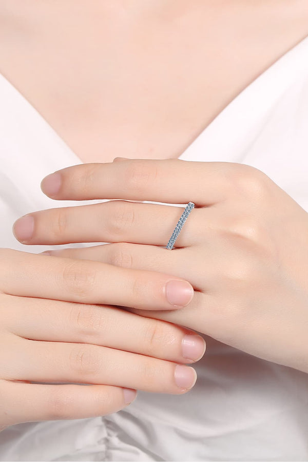 Moissanite 925 Sterling Silver Half-Eternity Ring-Teresa's Fashionista LLC
