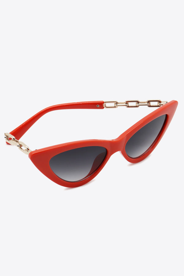 Chain Detail Cat-Eye Sunglasses-Teresa's Fashionista LLC