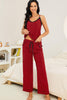 Plaid Lace Trim Cami and Drawstring Pants Pajama Set-Teresa's Fashionista LLC