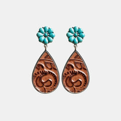 Turquoise Flower Teardrop Earrings-Teresa's Fashionista LLC