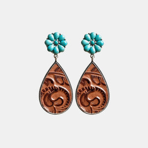 Turquoise Flower Teardrop Earrings-Teresa's Fashionista LLC