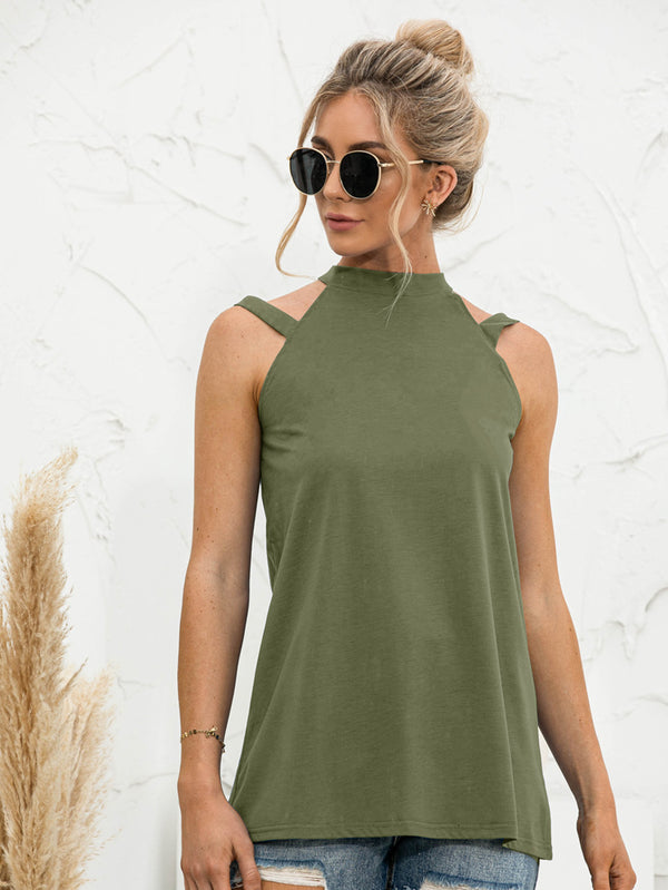Cutout Mock Neck Tank-Teresa's Fashionista LLC