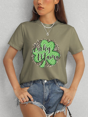 LUCKY MAMA Round Neck T-Shirt-Teresa's Fashionista LLC