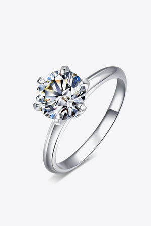 925 Sterling Silver 3 Carat Moissanite 6-Prong Ring-Teresa's Fashionista LLC