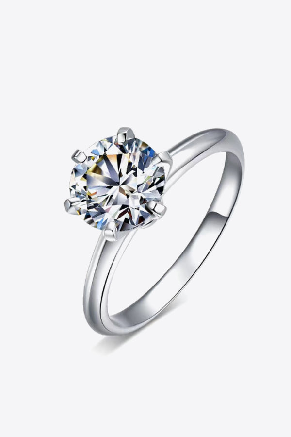 925 Sterling Silver 3 Carat Moissanite 6-Prong Ring-Teresa's Fashionista LLC