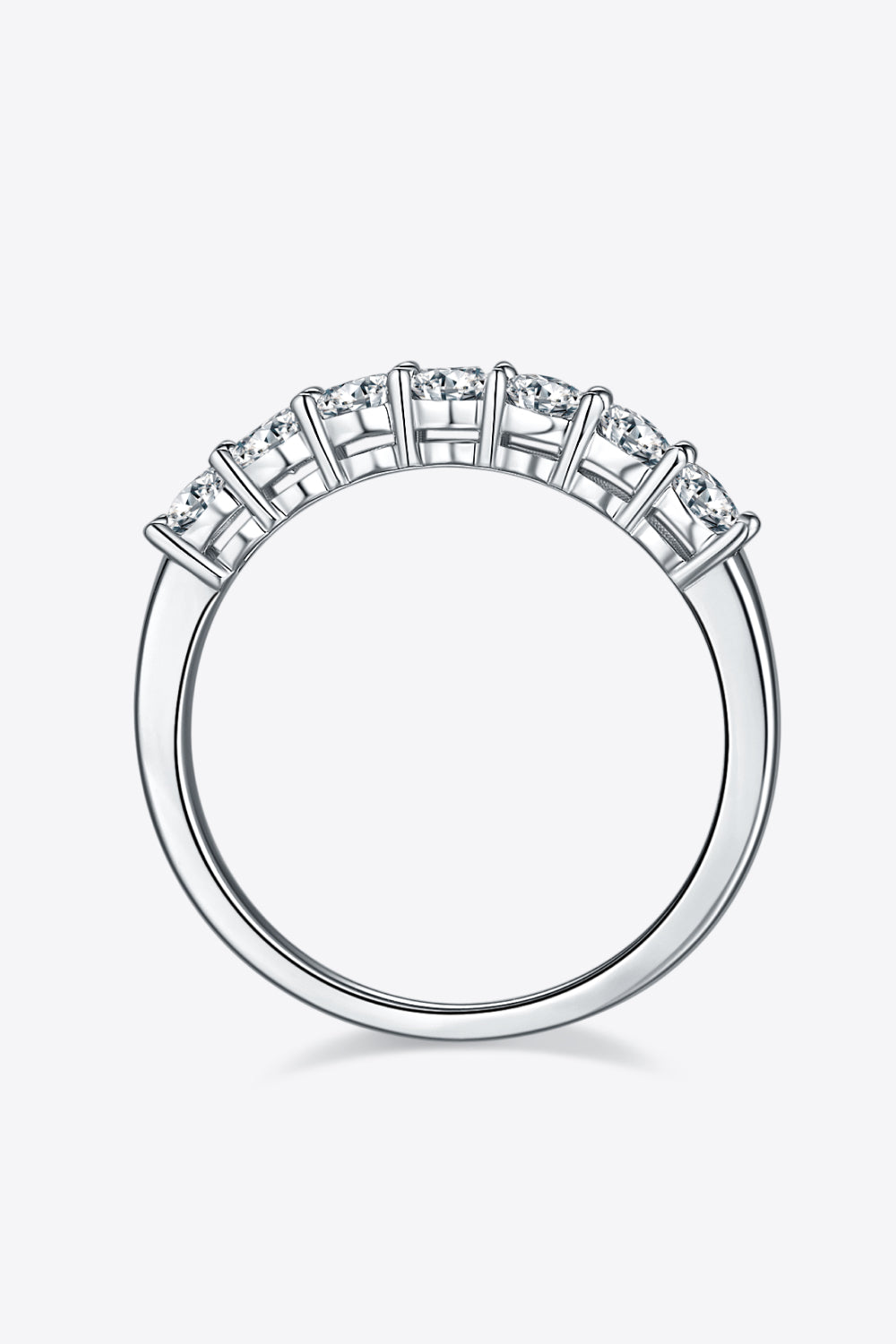 Moissanite Platinum-Plated Half-Eternity Ring-Teresa&#39;s Fashionista LLC