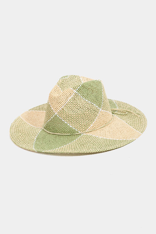 Fame Contrast Straw Braid Hat-Teresa's Fashionista LLC