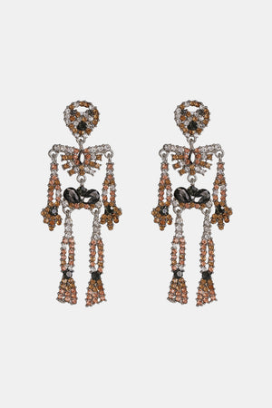Skeleton Shape Glass Stone Dangle Earrings-Teresa's Fashionista LLC