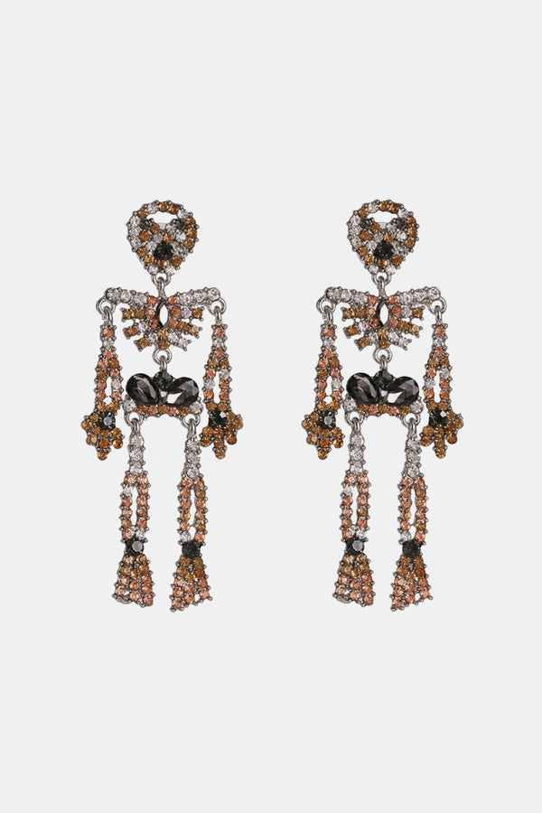 Skeleton Shape Glass Stone Dangle Earrings-Teresa's Fashionista LLC