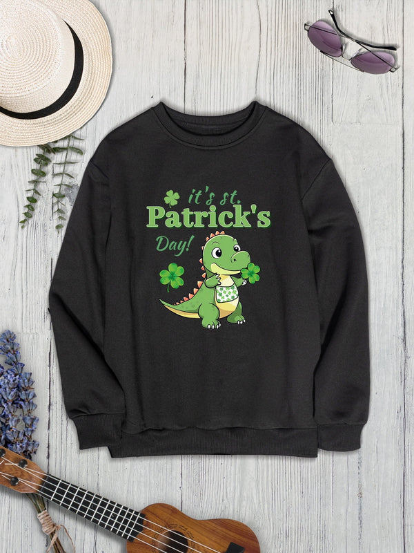 IT'S ST. PATRICK'S DAY Graphic Round Neck Sweatshirt-Teresa's Fashionista LLC