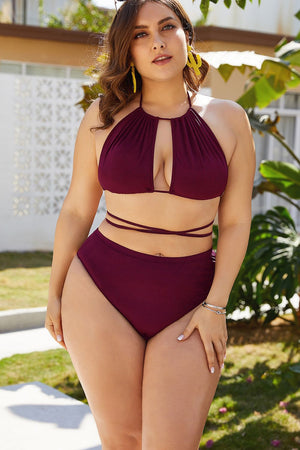 Plus Size Cutout Tied Backless Bikini Set-Teresa's Fashionista LLC
