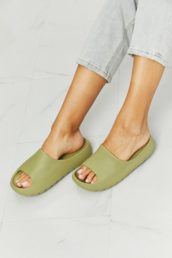 NOOK JOI In My Comfort Zone Slides in Green-Teresa's Fashionista LLC