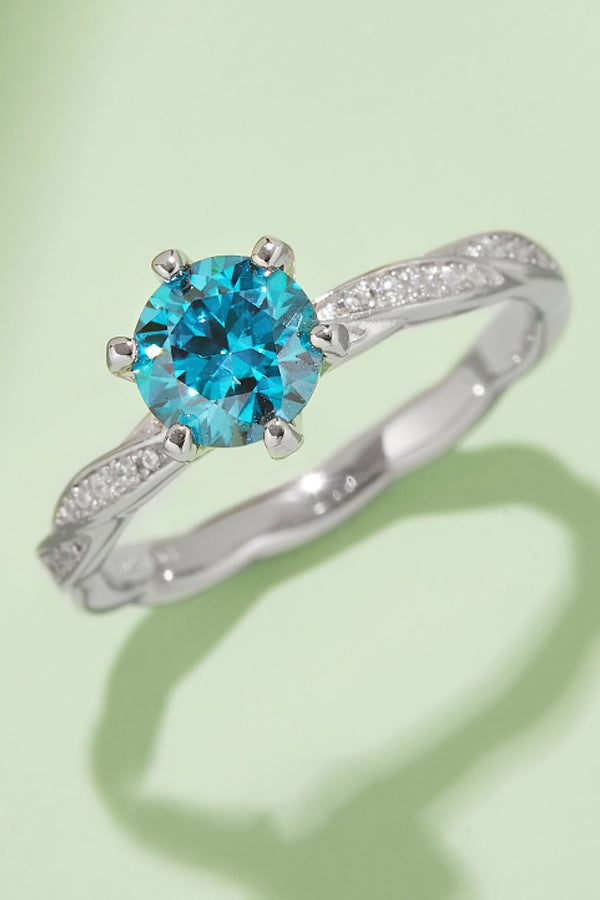 1 Carat Moissanite Contrast 925 Sterling Silver Ring-Teresa's Fashionista LLC