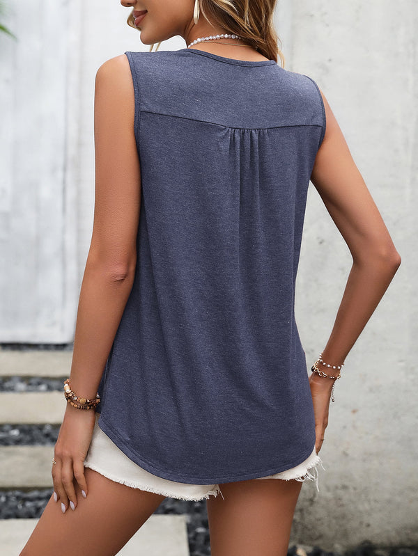 Lace Contrast Scoop Neck Tank-Teresa's Fashionista LLC