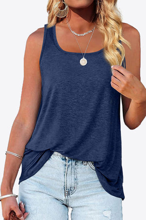 Curved Hem Square Neck Tank-Teresa's Fashionista LLC