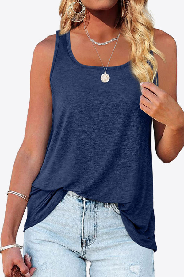 Curved Hem Square Neck Tank-Teresa's Fashionista LLC