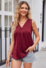 V-Neck Curved Hem Satin Tank-Teresa's Fashionista LLC