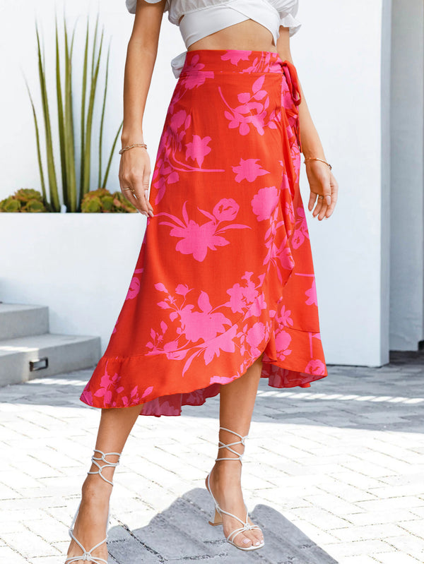 Floral Tied Ruffled Skirt-Teresa's Fashionista LLC