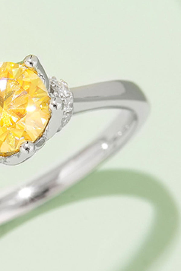 1 Carat Moissanite Contrast 925 Sterling Silver Ring-Teresa's Fashionista LLC